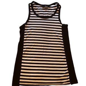 Murano Slim Fit Black/White Striped Tank Top (Stretch)
